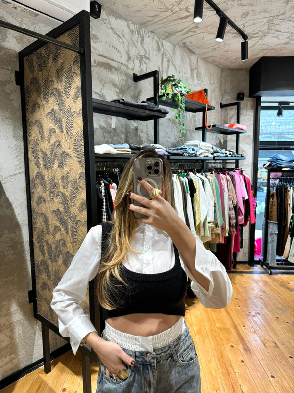 camicia con top crop 3129